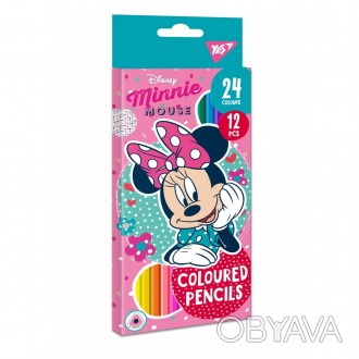 Карандаши цветные YES 12/24 цв. "Minnie Mouse". . фото 1