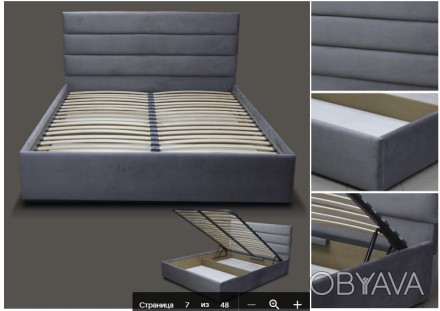Цена за кровать указана в 1 категории ткани и в размере 160х200см с подьемным ме. . фото 1