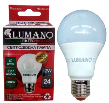 Светодиодная лампа 12W LED A60 E27 6000K 1080Lm LU-A60-12274 TM LUMANO. Днепр. фото 1 Светодиодная лампа 12W LED A60 E27 6000K 1080Lm LU-A60-12274 TM LUMANO. Днепр. фото 1