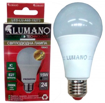 Лампа светодиодная LED A60 15W E27 3000K 1350Lm TM LUMANO. Днепр. фото 1 Лампа светодиодная LED A60 15W E27 3000K 1350Lm TM LUMANO. Днепр. фото 1