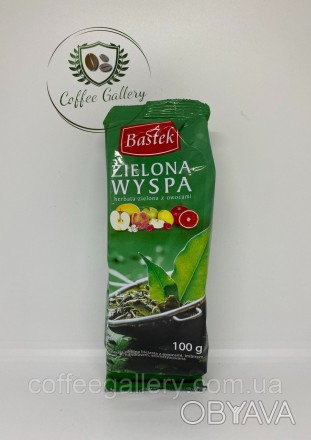 Чай Bastek zielona wyspa - зелений чай з шматочками фруктів і суцвіттями.
Смак ц. . фото 1