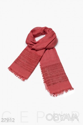 Доступные размеры: ун Легкий шарф-палантин, украшенный бахромой и контрастной ни. . фото 1