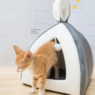 
Лежанка домик со съемной подушкой и мячиком для кота, собаки "Ушки"
Особенности. . фото 5