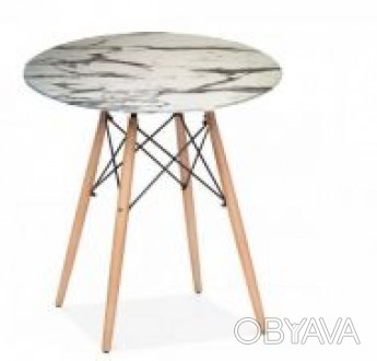 Круглий стіл, ;стільниця з матеріалу верзаліт, колір білий мармур, діаметр 70 см. . фото 1