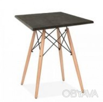 Квадратний стіл, ;стільниця з матеріалу верзаліт, колір чорний мармур, 70*70 см,. . фото 1