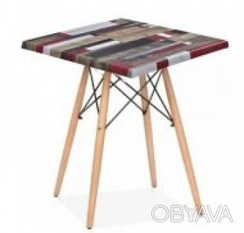 Квадратний стіл, ;стільниця з матеріалу верзаліт, 70*70 см, дерев'яні ніжки, нат. . фото 1