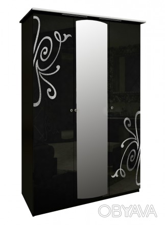 
Трехдверный шкаф Богема
Извилистый орнамент в цвете металлик на черном глянце —. . фото 1