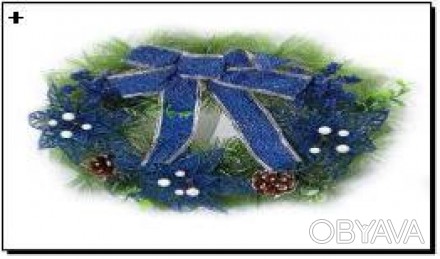  Товар на сайте >>>Венок новогодний "Blue flowers" D35см 1шт/этик Оптовая Торгов. . фото 1