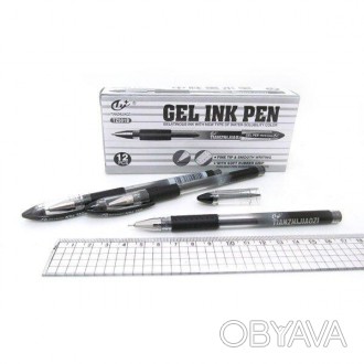 Ручка гелевая Tianjiao, 0,5мм, черная, грип, без/этик.. . фото 1
