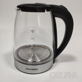 Дисковый электрический чайник 1,8 л Walesbёrg KK-1134 с LED подсветкой Чёрный