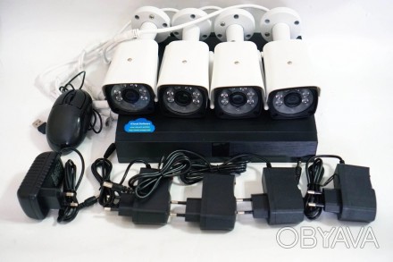DVR WiFi KIT HD720 4-канальный Беспроводной Видеорегистратор (4 камеры в комплек. . фото 1