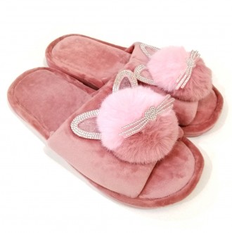 Тапочки женские розовые с мехом.
Домашняя обувь в интернет-магазине Modnato4ka.c. . фото 2