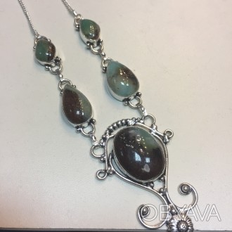 Предлагаем Вам купить ожерелье с природным камнем хризопраз в серебре. Обратите . . фото 1