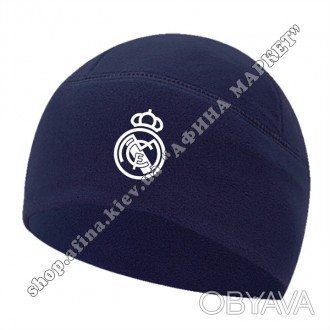 Флисовая шапка Реал Мадрид 21/22 Navy. Купить зимнюю спортивную шапку с символик. . фото 1