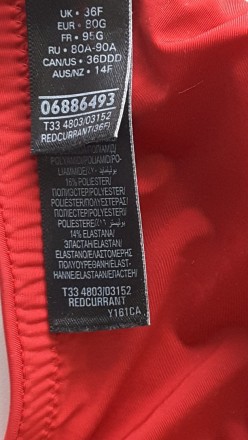 Красный бюстгальтер британского бренда M&S, UK 36 F, ЕUR 80 G на косточках.
. . фото 5
