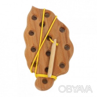 Игрушка деревянная без лакокрасочного покрытия для зашнуровывания, состоит из де. . фото 1