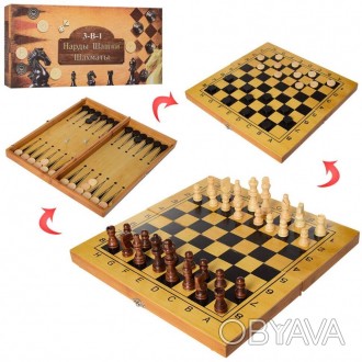 Шахматы деревянные 3-в-1 162 это универсальный набор который дает возможность иг. . фото 1