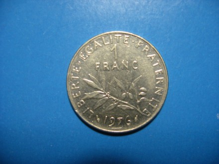 Франция. 1 франк 1976 года. Состояние!. . фото 2