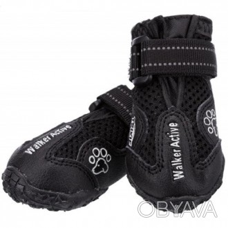 Защитные ботинки Trixie Walker Active для собак, 2 штуки, S-M, чёрныйпрочная под. . фото 1
