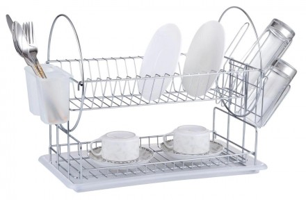 Кухонная двойная настольная сушка для посуды Lemax предназначена для компактного. . фото 4