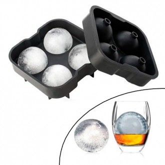 Форма силиконовая для льда Шарики 4.5см двойная Ice Ball для виски 4 ячейки. Ровно. фото 1 Форма силиконовая для льда Шарики 4.5см двойная Ice Ball для виски 4 ячейки. Ровно. фото 1