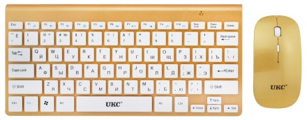 Русская беспроводная мини клавиатура + мышка UKC U902 Gold (5263). Дніпро. фото 1 Русская беспроводная мини клавиатура + мышка UKC U902 Gold (5263). Дніпро. фото 1