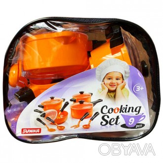 Набор яркой пластиковой посудки "Cooking Set". В комплекте: утятница, кастрюлька. . фото 1