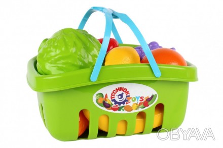 Іграшкові овочі і фрукти в зручній кошику - це чудовий подарунок, цікаві навчаль. . фото 1