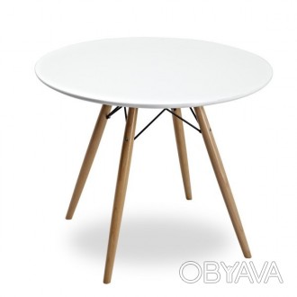 Обеденный стол из дерева, белый цвет, столешница верзалит, дерево бук ножки, кру. . фото 1