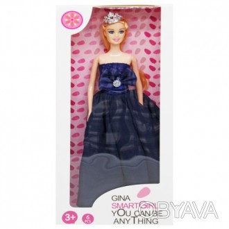 Кукла "Gina" с серебряной тиарой на голове, одета в красивое бальное платье с бо. . фото 1