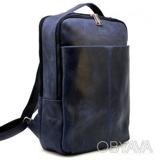 Городской рюкзак из натуральной кожи, в синем цвете, для мужчин RK-7280-3md, от . . фото 1