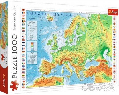 Пазли Фізична карта Європи від польського виробника Trefl Яскраві і барвисті паз. . фото 1