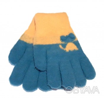 Детские вязанные перчатки теплые пушистые двойные. Очень мягкие и приятные перча. . фото 1