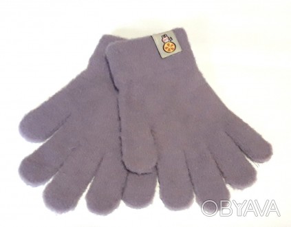 Детские теплые пушистые одинарные перчатки. Состав: 40% шерсть, 35% бамбук, 25% . . фото 1