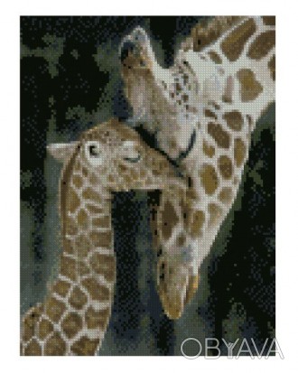 ![CDATA[Алмазна картина HX204 "Жирафа з дитинчам", розміром 30х40 см Работаем с . . фото 1