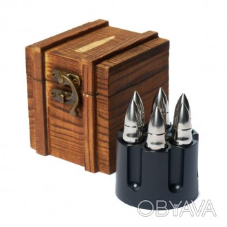 Набор пуль 6 шт для охлаждения виски в деревянной коробке 
Материал : Нержавеюща. . фото 1