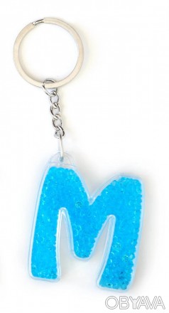 Брелок YES літера "М", блакитна, в пак. 7*7см. . фото 1