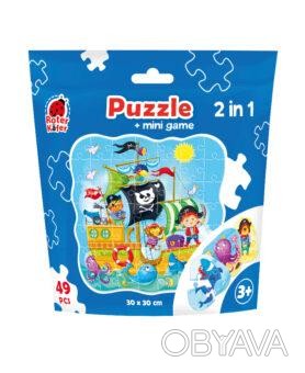 Пазли в мішечку Puzzle in stand-up pouch "2 in 1. Pirates", в пак. 19*19см, Укра. . фото 1