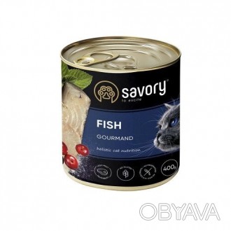 Влажный корм для кошек Savory с рыбой, 400 гПолно рационный влажный корм с рыбой. . фото 1