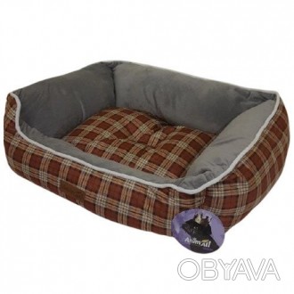 Лежанка Энималл Nena Soft L BURGUNDY для собак и кошек, клетка, 65×51×18 смЭлега. . фото 1