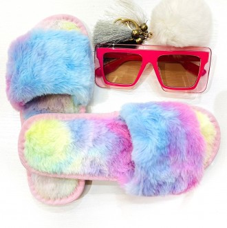 Тапочки женские меховые разноцветные.
Домашняя обувь в интернет-магазине Modnato. . фото 7