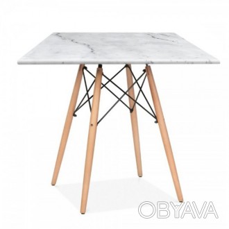 Квадратный стол, столешница из материала верзалит, 60*60 см, цвет белый мрамор, . . фото 1