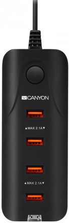 Сетевое зарядное устройство CANYON H-09 4xUSB 4.2A Black (CNE-CHA09B). Киев. фото 1 Сетевое зарядное устройство CANYON H-09 4xUSB 4.2A Black (CNE-CHA09B). Киев. фото 1