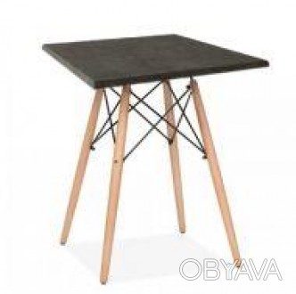 Квадратный стол, столешница из материала верзалит, цвет черный мрамор, 70*70 см.. . фото 1