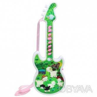Музыкальная игрушка "Гитара". Небольшого размера - 28,5х2х10 см. Имеет 8 озвучен. . фото 1