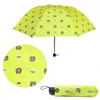 Яркий интересный складной зонтик с мишками. Имеет купол, который изготовлен из к. . фото 1