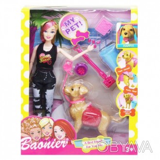 Красивая кукла типа "Барби" станет отличным подарком. В наборе с куклой: собачка. . фото 1
