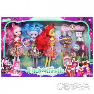 Набор кукол "Enchantimals" сделан в стиле популярного мультфильма. В наборе 3 фи. . фото 1