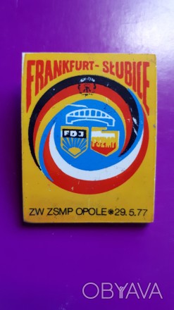 Значок ГДР-Польша. 

Frankfurt-Slubice. 

29.05.1977 год.

35х45 мм.. . фото 1