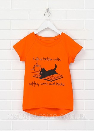 Футболка Мальта SS18ДД250-24-Н Кот 122 см. Оранжевая (2901000357324). Кременчуг. фото 1 Футболка Мальта SS18ДД250-24-Н Кот 122 см. Оранжевая (2901000357324). Кременчуг. фото 1